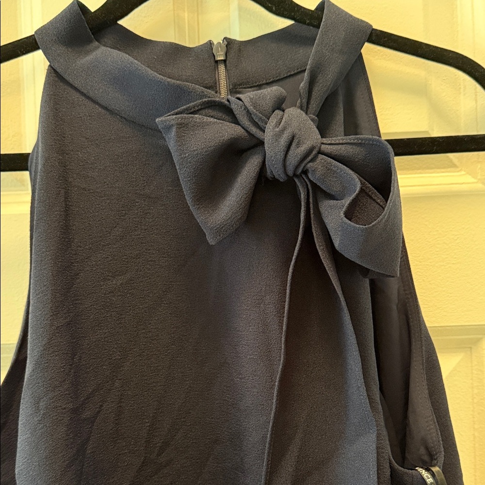 Vince Camuto Navy Dress with Halter Neck with bow - Picture 3 of 6